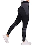 Yaavii Damen Sport Leggings Lange Blickdicht Sporthose Yogahose Fitnesshose Streetwear Strumpfhosen mit Hohe Taille Schwarz M