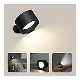 Feallive LED-Leselampen zur Wandmontage, Wandleuchten mit USB-Ladeanschluss 1 Stück 3 Helligkeitsstufen Batterie Magnetkugel 360 ° drehbar, dimmbare Touch-Steuerung