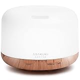 ASAKUKI 500ml Aroma Diffuser, Ultraschall Aromatherapie Diffuser für Ätherische Öle, Luftbefeuchter mit Timer, Automatische Abschaltung bei Wasserlosem Zustand, und 7 Arten LED Lichtfarben