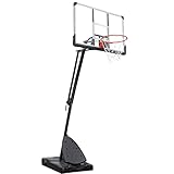 Tragbarer Basketballkorb Basketballanlage Transportable Basketballständer 137cm Basketball Rückwand Rädern Erwachsene Schwarz Höhenverstellbar 230-305cm