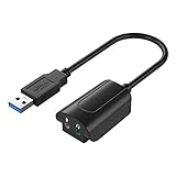 KIKAPA Kabelgebundene Soundkarte 7.1 USB2.0 für Laptop Computer USB Soundkarte