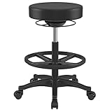 SONGMICS Bürohocker, ergonomischer Arbeitshocker, Sitzhocker, 360° Drehstuhl, höhenverstellbar, 59,5-81 cm, verstellbare Fußstütze, schwarz OSC007B01