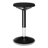 SONGMICS Bürohocker, ergonomischer Arbeitshocker, Sitzhocker, 360° Drehstuhl, höhenverstellbar 50-65 cm, einfache Montage, fürs Büro und Arbeitszimmer, schwarz OSC04BK