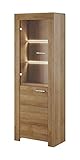 Furniture24 Vitrine Vitrinenschrank Standvitrine Wohnzimmerschrank Sky mit LED Beleuchtung (Riviera Eiche)