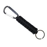 PXSTYLE Outdoor Paracord Schlüsselanhänger Mit Karabiner Für Schlüssel Messer Taschenlampe Rucksack Für Camping Wandern,Schwarz