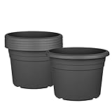 6X Blumentopf Ø 30 cm Farbe Anthrazit Kunststoff Pflanztopf Containertopf Übertopf Pflanzkübel rund 30 x 21 cm