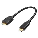 CableCreation USB 3.0 Micro B auf USB C, USB 3.1 Typ C auf USB Micro B 3.0 Kabel (Gen2/10Gbps), Externe Festplatten Kabel Kompatibel mit MacBook (Pro), Thunderbolt Anschlüssen, HDD usw, 0.3M Schwarz