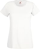 Fruit of the Loom Damen Valueweight T Lady-Fit T-Shirt, Weiß (White 000), Medium (Herstellergröße: M (12))