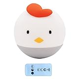 Milisten Nachtlicht für Kinder, LED-Tier-Silikon-Nachttischlampe, USB-Fernbedienung, wiederaufladbar, buntes Pat-Sensor-Lampe (Kuckuck Huhn)