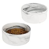 Favvity Pet Napf für Hund und Katze aus Keramik - 2er Set 850 ml Futternäpfe Grau - Hunde Futternapf - Katzen Futternapf - (2er-Set 850ml, Grau)