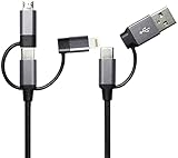 Callstel USB Kabel: 6in1-Schnelllade- & Datenkabel USB-A/C zu USB-C/MicroUSB, 3A/60W, 1m (Ladekabel mit USB-Typ-C-Stecker)