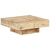 vidaXL Mangoholz Massiv Couchtisch Beistelltisch Wohnzimmertisch Kaffeetisch Sofatisch Teetisch Tisch Holztisch Büro Wohnzimmer 80x80x28cm