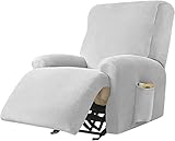 EEKBNEJQ Cutlery Oversized Stretch Recliner Cover Plush Deck Chair Cover with Elastic Base Furniture Covers for Recliner Chair with Side Pocket for Living Room