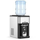 COSTWAY 3 in 1 Wasserspender Eiswürfelmaschine mit heißes/kaltes Wasser, Eiswürfel in 10min, Eismaschine 3L Wassertank, Eiswürfelbereiter 19kg/Tag für Zuhause, Büro