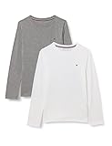 Tommy Hilfiger Jungen Rundhalsausschnitt Pyjama-Oberteil, White/Medium Grey Htr, 8-10 Jahre