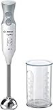 Bosch Hausgeräte Stabmixer ErgoMixx MSM66110, Edelstahl-Mixfuß, Mix- und Messbecher, 2 Geschwindigkeitsstufen, leichtes Gehäuse, 4-Klingen-Messer, einfache Reinigung, 600 W, weiß/grau