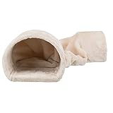 TRIXIE 63102 Kuscheltunnel mit 2 Ausgängen, Zwergkaninchen, 27 × 21 × 80 cm, beige