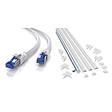 CSL - 20m CAT.8 Netzwerkkabel 40 Gbits - LAN Kabel Patchkabel Datenkabel - CAT 8 High Speed Gigabit Ethernet Cable, weiß & D-Line 2010KIT001 Micro+ Kabelkanal Selbstklebender - 20x10 mm 4 x 1 m Länge