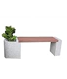 Dehner Gartenbank mit Pflanztrog, 2-Sitzer, ca. 145 x 45 x 35 cm, Granit/WPC, grau/braun