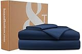 bo&button® Luxus Mako Satin Bettwäsche Set, 100% Bio Baumwolle (Long Staple 300), ALLE GRÖßEN, seidig weich & zeitlos schön, Set 135x200 cm + 40x80 cm (2-TLG.) - Navy Blau