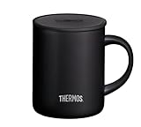 Thermos Edelstahlbecher Longlife Cup 350ml, Tasse Edelstahl schwarz mit auflegbarem Deckel, Kaffeebecher hält Getränke länger heiß, ideal für Büro oder Camping - 4071.232.035