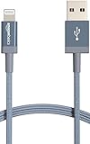 Amazon Basics – Verbindungskabel Lightning auf USB-A, Nylon-umflochten, MFi-zertifiziertes Ladekabel für iPhone, dunkelgrau, 1,8 m