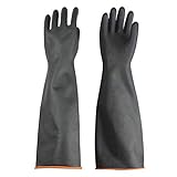 Handschuhe Säurefest Lang，Chemikalien Schutz Handschuhe Säure und Alkalibeständigkeit handschuhe，Chemie Handschuhe, 22inch/55cm-Schwarz