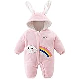 Cawndilla Neugeborenes Baby Jumpsuit Fleece mit Kapuze, Flanell Strampler Schneeanzug Wärme Für Kleinkind Junge Mädchen 3-6 Monate