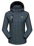 MAGCOMSEN Damen Windjacke Outdoor Regenjacke Trekking Softshelljacke mit Kapuze wasserdichte Wanderjacke Klettern Bergjacke für Sport Grau L