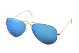 Ray-Ban Aviator Classic Metall Gold Damen Sonnenbrille, Mehrfarbig (Arista Gold / Blue Mirror), M