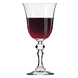 KROSNO Kleine Rot-Weingläser | Set von 6 | 220 ML | Krista Kollektion | Kristallglas | Perfekt für zu Hause, Restaurants und Partys | Spülmaschinenfest