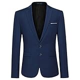 Allthemen Sakko Herren Slim Fit Anzugjacke Business Blazer 2 Knöpfe Sakko für Hochzeit Freizeit Dunkelblau L