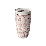 like. by Villeroy und Boch To Go Rosé Coffee-to-Go-Becher, 2-teilig, 350 ml, Premium Porzellan/Silikon, Weiß/Pink