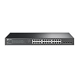 TP-Link TL-SG2428P 24-Port Gigabit Managed PoE Switch mit 4 SFP-Slots (250 Watt, Zentrales Cloud-Management, In Omada-SDN integriert, IPv6, Sicheres Netzwerk) Schwarz,Geschäfts-Netzwerk