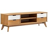 Casaria TV Schrank Borneo Kiefer 140x42x40cm mit 4 Schubladen 2 Fächer Massiv FSC®- Zertifiziert Holz 45kg Belastbar Kippsicherung TV-Board TV-Lowboard Natur