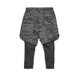 Generic Herren Sporthose Mode 2 in 1 schnell trocknend Komfort All-Match Basketball Training Laufen Fitness Neun Punkte Shorts 3XL