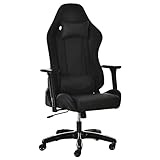 Vinsetto Gaming Stuhl mit Wipp- & Liegefunktion höhenverstellbarer Bürostuhl ergonomischer Drehstuhl mit Kopfstütze Lendenkissen 90-160° Neigungswinkel Schwarz Kunstleder 71 x 58 x 125-131 cm