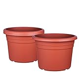 3X Blumentopf Ø 30 cm Farbe Terrakotta Kunststoff Pflanztopf Containertopf Übertopf Pflanzkübel rund 30 x 21 cm