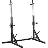 Movit® Squat Rack Basic mit Dip-Station, Höhe und Breite verstellbar, Langhantel-Ablage Hantel-Ständer Heim-Trainingsgerät Home-Gym, schwarz