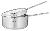 Tefal H85222 Nordica Stielkasserolle 16 cm mit Deckel | Doppelgriffe | Edelstahl-Topf | alle Herdarten | induktionsgeeignet | robuster Boden | Edelstahl