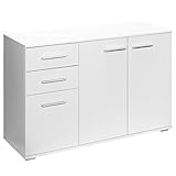 Deuba Kommode Alba mit 2 Schubladen 3 Türen 107x75x35 cm Holz Modern Flur Küche Sideboard Anrichte Beistellschrank Weiß