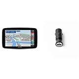 TomTom Navigationsgerät GO Discover (7 Zoll, Stauvermeidung Dank TomTom Traffic, Karten-Updates Welt, schnelle Updates via WiFi) & kompaktes USB Autoladegerät 12V/24V, Schwarz