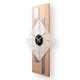 Kreative Feder Moderne Designer Holz Alu Funk Wanduhr leise Funkuhr ohne Ticken 60x30cm WEH001 (Buche, leises Funkuhrwerk)