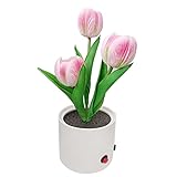 manguo Tulip Tischleuchte - USB Led Simulation Tulip Nachtlicht mit Vase - Sechs Zweige Tulpen Nachtlicht, Simulationsblume Topflicht Geschenk für Geburtstag Hochzeit Raumdekoration Licht