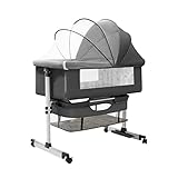 IOPY 4 In1 Bettchen Für Baby Mädchen Oder Junge, Bettchen Für Baby Portable Und Verstellbare Bettchen Mit Moskitonetz Für Neugeborenes Baby (Color : Gray, Size : 58 * 90 * 78cm)