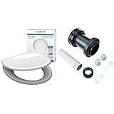 SCHÜTTE WC-Sitz Duroplast, Toilettensitz mit Absenkautomatik und Schnellverschluss, maximale Belastung der Klobrille 150 kg, Weiß & Geberit 152.426.46.1 Anschlussset für Wand-WC PE d90 / 110, 180mm