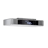 auna KR-140 - Küchenradio, Unterbau Radio, UKW-PLL-Radiotuner, 4.1 Bluetooth, 40 Senderspeicherplätze, LED-Arbeitsflächen-Beleuchtung, wasserabweisendes Touch-Display, Dual-Alarm, silber