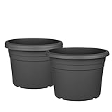 3X Blumentopf Ø 30 cm Farbe Anthrazit Kunststoff Pflanztopf Containertopf Übertopf Pflanzkübel rund 30 x 21 cm