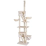 lionto Kratzbaum XXL Kletterbaum Katzenkratzbaum Katzenbaum höhenverstellbar 230-250 cm, beige/weiß