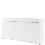 Schrankbett Concept PRO Horizontal, Wandklappbett, Bettschrank, Wandbett, Schrank mit integriertem Klappbett, Funktionsbett (90 x 200 cm, Weiß, Horizontal)